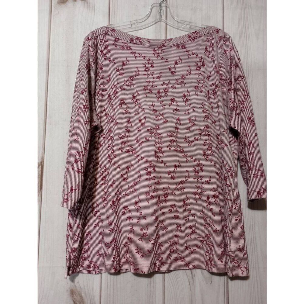 Karen Scott Shirt Ladies 1x Maroon Floral‎